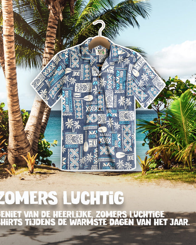 Tapa blaues Hawaiihemd für Herren