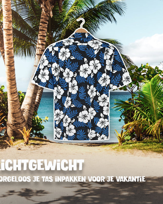 Hawaiihemd mit elegantem blauen Blumenmuster