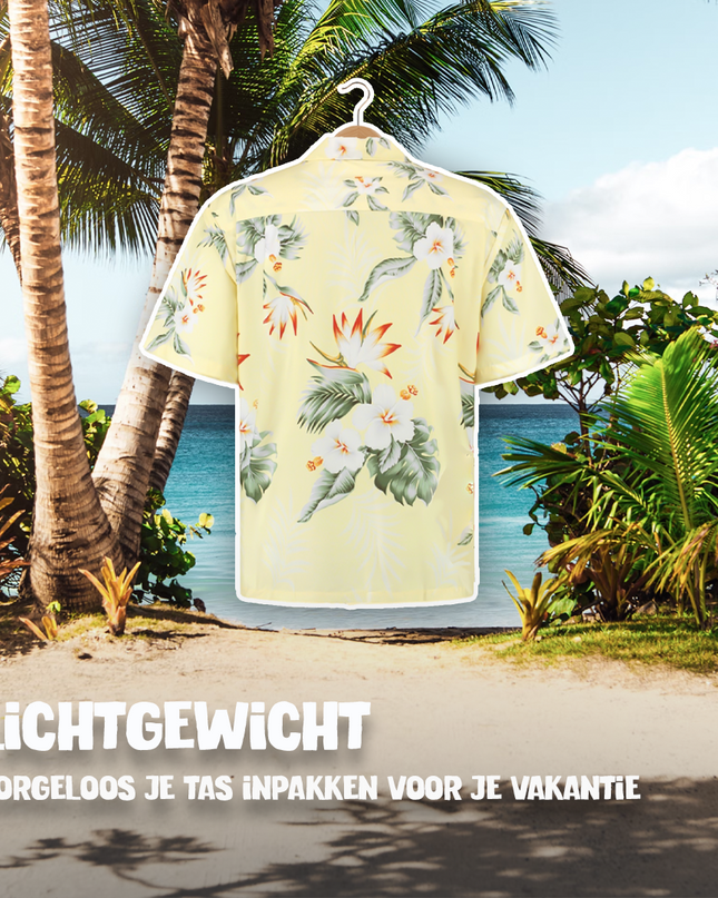 Hibiskusgelbes Hawaiihemd für Herren