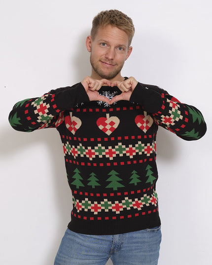 Klassischer schwarzer Weihnachtspullover – Unisex