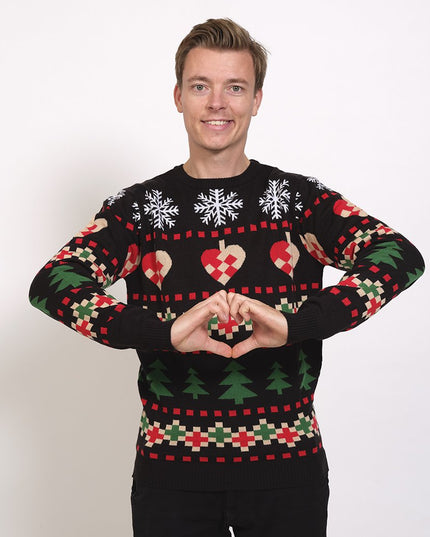 Klassischer schwarzer Weihnachtspullover – Unisex