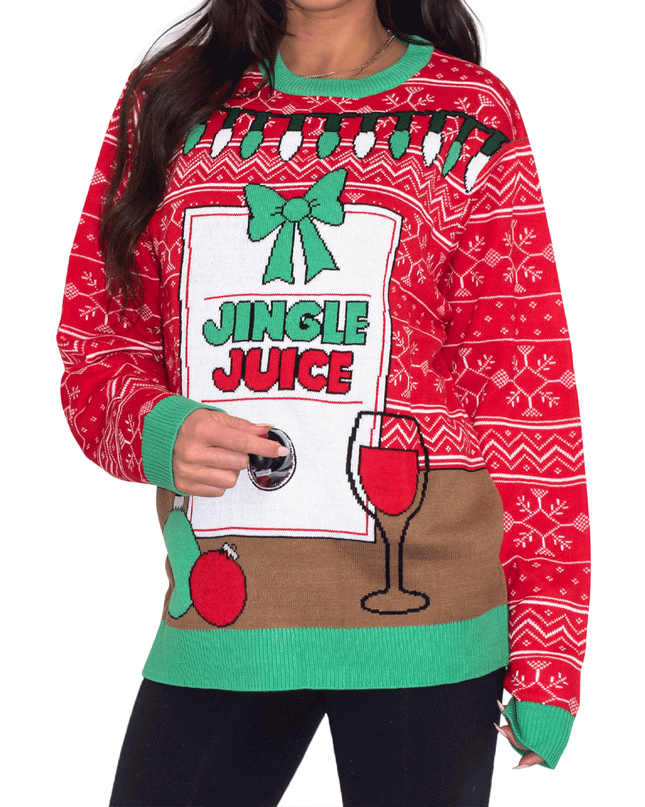 Weihnachtspullover mit Jingle Juice-Getränkemotiv