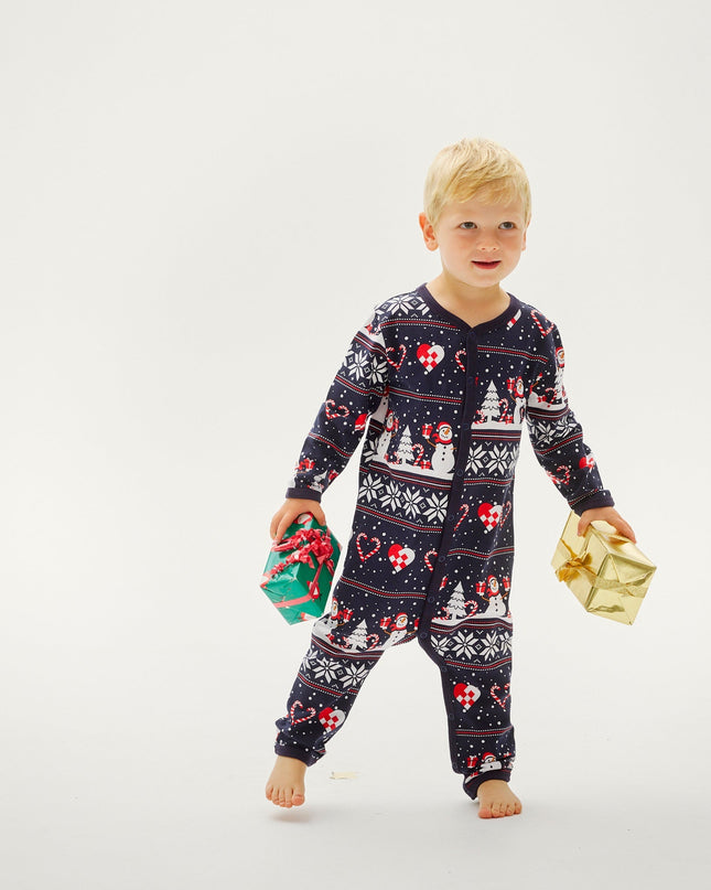 Weihnachtsherz-Jumpsuit, Marineblau - Baby