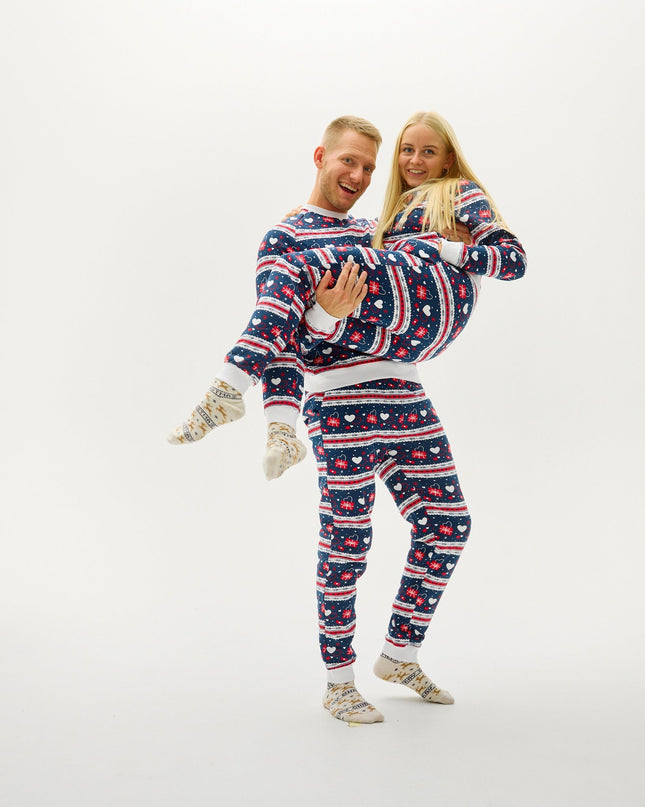 Marineblaues Valentinstag-Set für Damen-Weihnachtspyjamas
