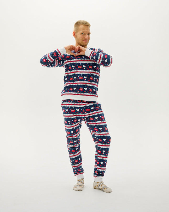 Navy Valentine's Set for Men's Christmas Pajamas
