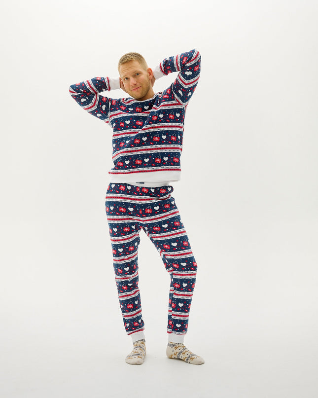 Navy Valentine's Set for Men's Christmas Pajamas
