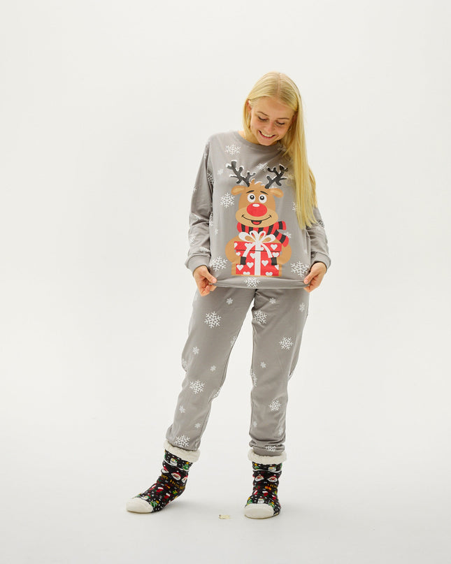 Niedlicher grauer Rudolph-Pyjama für Damen