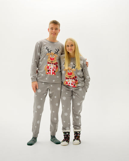 Niedlicher grauer Rudolph-Pyjama für Damen