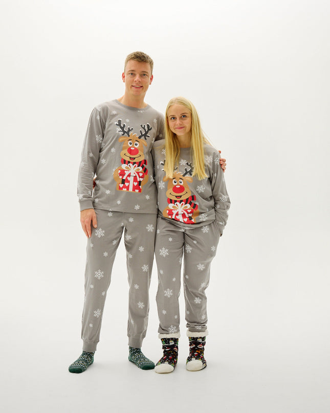 Niedlicher grauer Rudolph-Pyjama für Damen