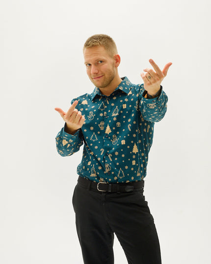 Das Schneemann-Weihnachtshemd – Herren