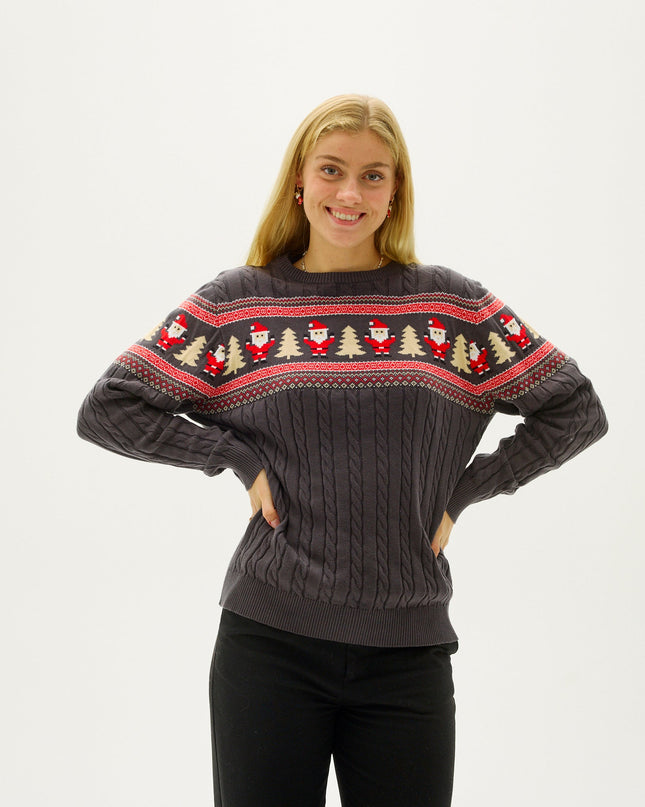 Weihnachtsmann-Zopfstrickpullover für Damen – Bestseller