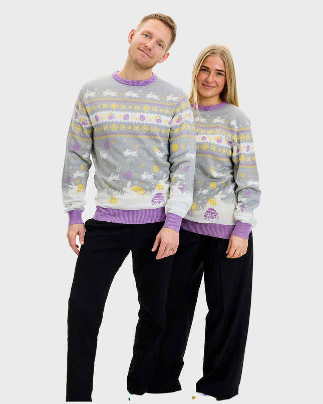 Niedlicher grauer Osterpullover für Herren