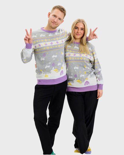 Niedlicher grauer Osterpullover für Herren