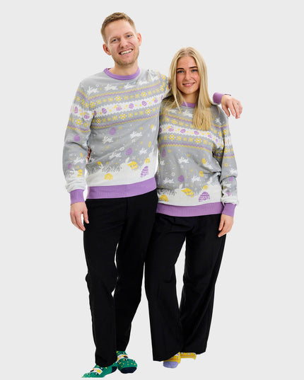 Niedlicher grauer Osterpullover für Damen