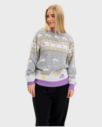 Niedlicher grauer Osterpullover für Damen