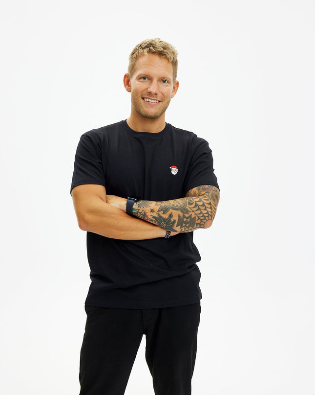 Schwarzes Weihnachtsmann-T-Shirt für Herren