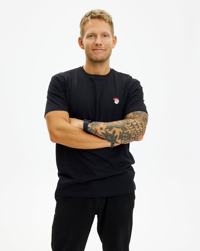 Schwarzes Weihnachtsmann-T-Shirt für Herren