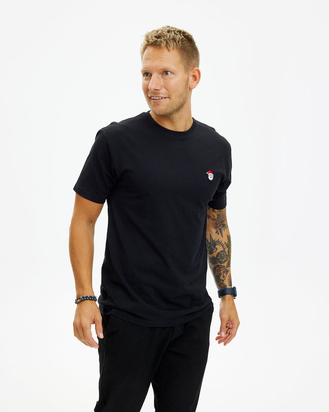 Schwarzes Weihnachtsmann-T-Shirt für Herren