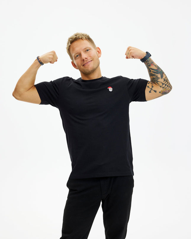 Schwarzes Weihnachtsmann-T-Shirt für Herren