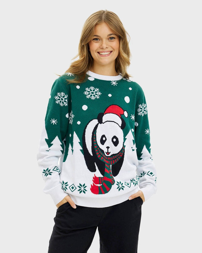 Pandaens Damen-Weihnachtspullover