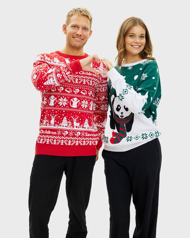 Pandaens Damen-Weihnachtspullover