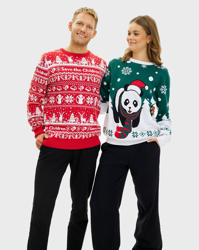 Pandaens Damen-Weihnachtspullover