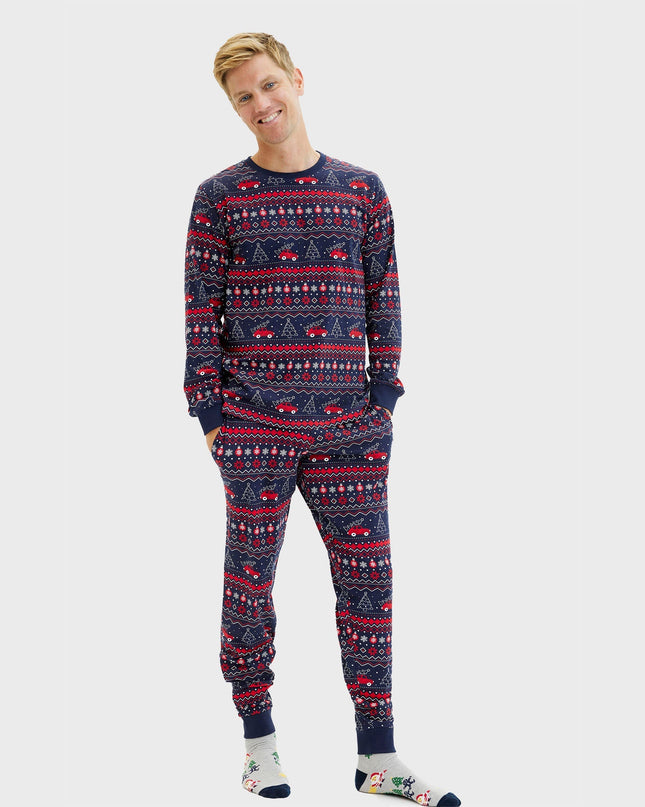 Men's Christmas Pajamas - Driving Home for the Holidays