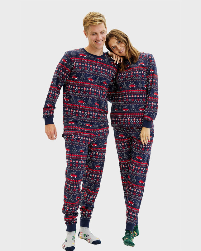 Men's Christmas Pajamas - Driving Home for the Holidays
