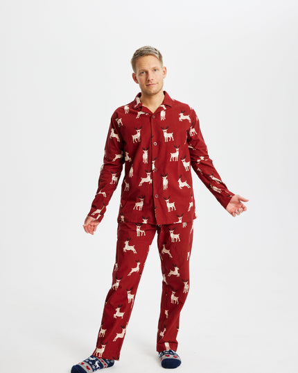 Weihnachtspyjama aus Flanell mit Rentiermotiv – Herren