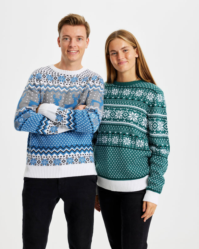 Traditioneller grüner Weihnachtspullover für Damen