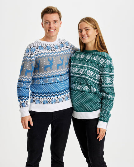 Traditioneller grüner Weihnachtspullover für Damen