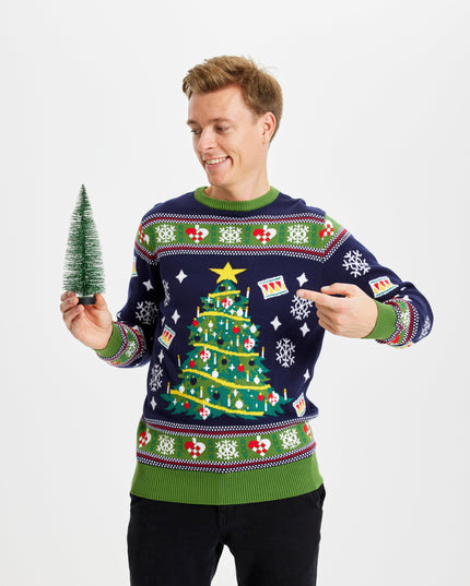 Blue Christmas Tree Sweater - Men