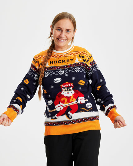 Weihnachtspullover mit Hockeymotiv in limitierter Auflage – Damenversion