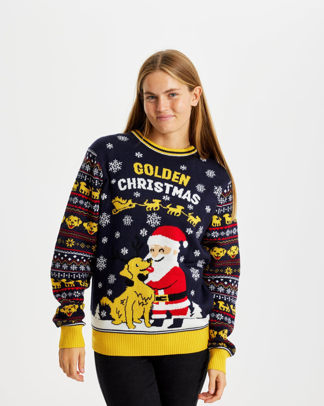 Goldener Weihnachtspullover für Damen