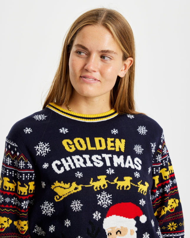 Goldener Weihnachtspullover für Damen