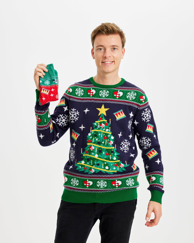 Glitzernder Weihnachtsbaum-Pullover für Herren