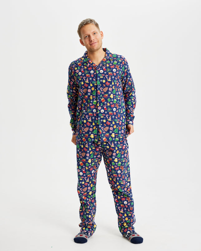 Crazy Flannel Christmas Pajamas in Blue for Men