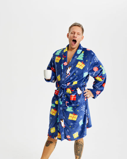 Marineblauer Bademantel