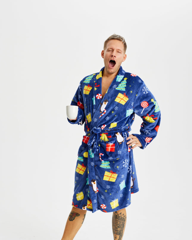 Marineblauer Bademantel