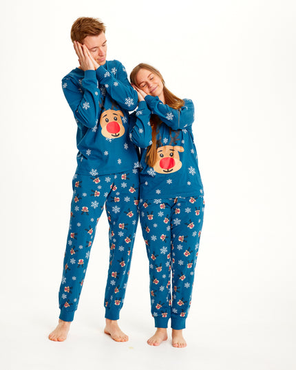Rudolf Blue Christmas Pajamas - Women