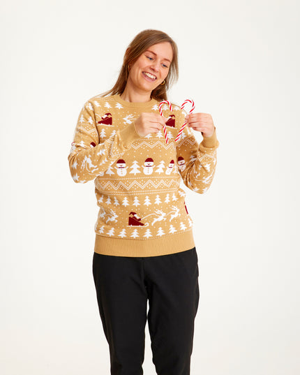 Stylish Beige Christmas Sweater for Women