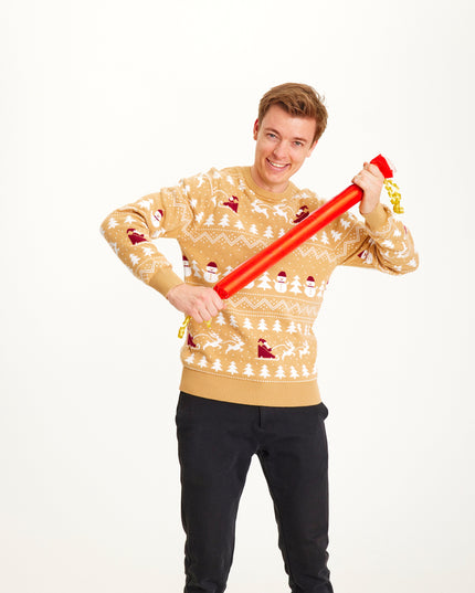 Stylish Beige Christmas Sweater for Men - Bestsellers