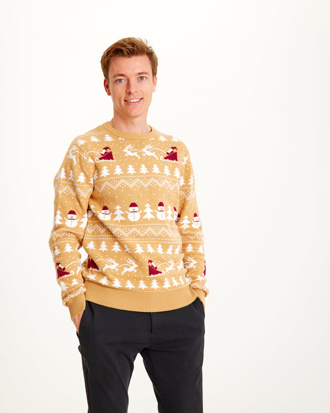 Stylish Beige Christmas Sweater for Men - Bestsellers