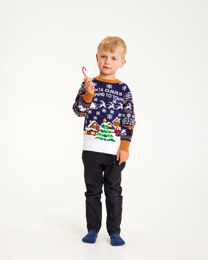 Santa Claus Is Coming To Town - Navy Sweater for Kids