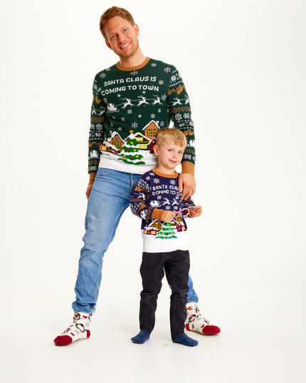 Santa Claus Is Coming To Town - Navy Sweater for Kids