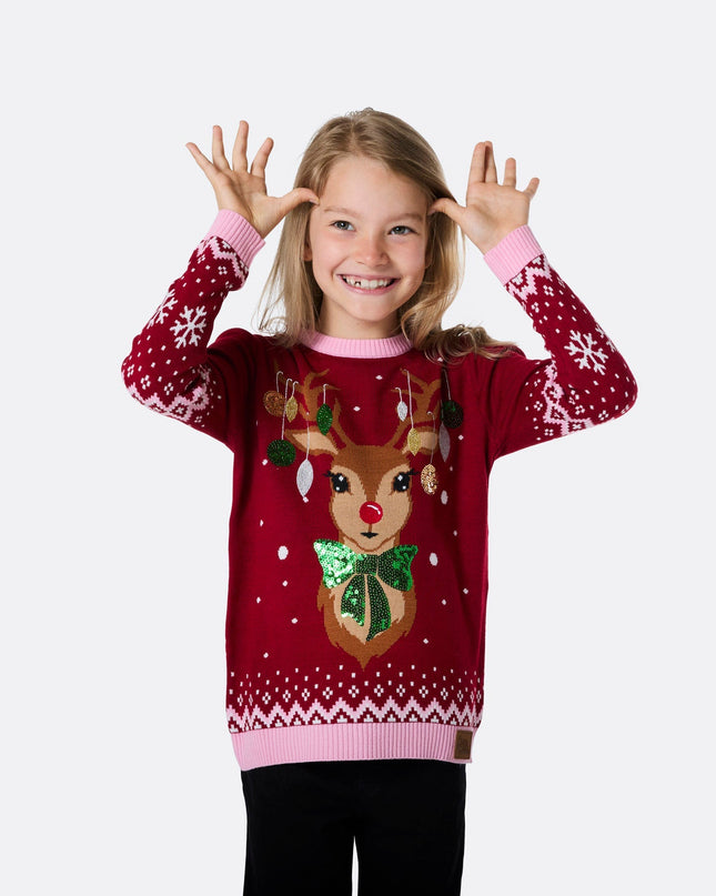 Weihnachtspullover mit Rentiermotiv für Kinder