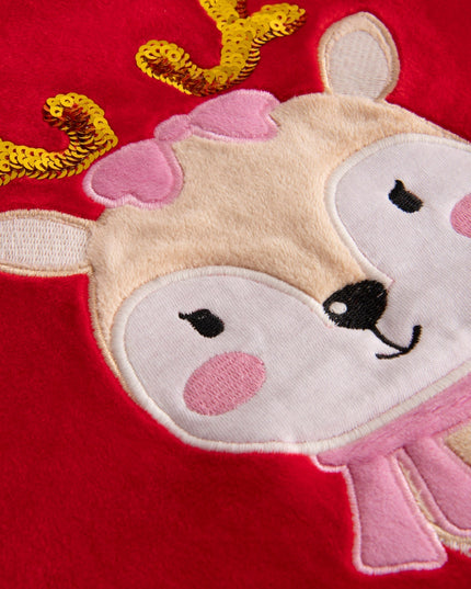 Roter Weihnachtspullover mit Rentiermotiv für Kinder