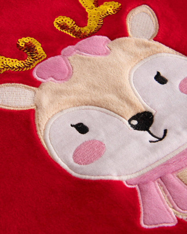 Roter Weihnachtspullover mit Rentiermotiv für Kinder