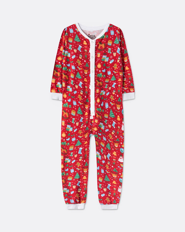 Roter Weihnachts-Overall-Weihnachtspyjama für Kinder