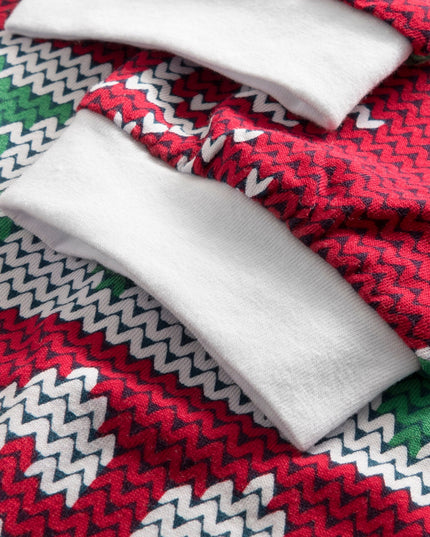 Roter Strick-Overall mit Print für Kinder – Weihnachtspyjama